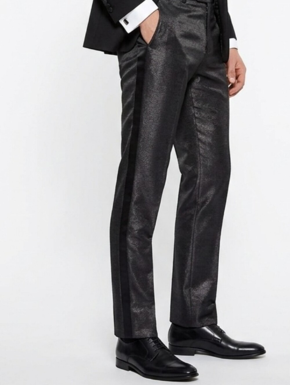 NEW Topman/Asos Black Tuxedo Dress Pants - Sleek Tailored Fit Adjustable Waist